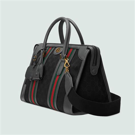 bauletto medio sfoffa gucci nero|Gucci Bauletto Medium Top Handle Bag 'Black/GG Canvas' .